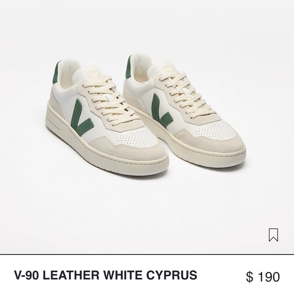 Veja V-90 Sneakers in Cream and Green
